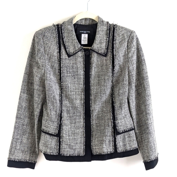JONES NY Grey Tweed Raw Hem Suit Jacket 10P - Picture 1 of 10